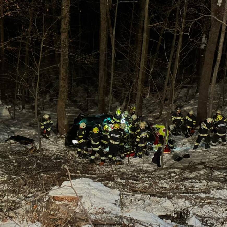 T10 – Verkehrsunfall mit eingeklemmter Person im unwegsamen Gelände